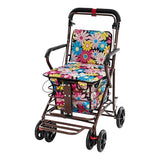 Heavy Duty Foldable Shopping Cart with Seat Shopping Carts for Seniors with Double Brake & Footrest