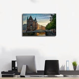 Aosarocc Amburg, Germany Canvas Art Print Skyline Night View Poster, Colorful City Center, Modern Office Wall Decoration 18x12inch(45x30cm) Unframe-style