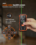 Tadeto Green Laser Measurement Tool, 393ft /120M Dual Green Laser Measuring Tool, Rechargeable Laser Measure Meter with Backlit LCD Display