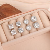 Sterling Silver Stud Earrings for Men Women 18K White Gold Hypoallergenic Cubic Zirconia Earrings Big Large Simulated Diamond Halo Stud Earrings for Men 4 Pairs