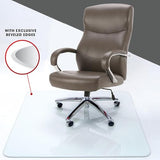 Pemberly Row Glass Chair Mat, 48" x 60" Clear Tempered Glass, Beveled Edges, Ultra-Smooth Surface, Durable Floor Protector for Carpet and Hardwood in Home