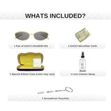 Gucci GG1803S Metal Lettering Logo Almond Narrow Shape Sunglasses with Luxury Eyewear Kit