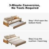 71.65" Loveseat Convertible Sleeper Sofa, Linen Fabric Pull Out Couch, 3-in-1 Sofa Bed