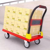 Heavy-Duty Folding Flatbed Trolley - Portable Steel Dolly Cart on Wheels