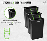 23 Gallon Slim Trash Can - Open Top 3 Pack Slender Commercial Garbage Bin - Heavy Duty Plastic for Homes