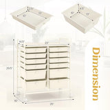 12-Drawer Rolling Storage Cart, Moveable Art Craft Organizer W/Lockable Wheels, Metal Shelf