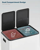 Dual Trash Can, Stainless Steel Kitchen Garbage Bin, Recycle Dustbin with Odor Control Box
