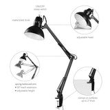 Globe Electric 56963 31.5" Multi-Joint Desk Lamp with Metal Clamp, Black, On/Off Rotary Switch on Shade