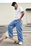 GINGTTO Mens Baggy Jeans Y2k Loose Fit Denim Pants for Men Wide Leg Streetwear Light Blue 32