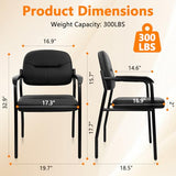 Leather Office Guest Chair Sets of 8, Reception Chair No Wheels with Armrests and Lumber Support