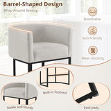 LUE BONA Counter Height Bar Stools Set of 6, Modern Barrel Counter Stools with Backrest and Arms