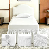ANARACHON Dorm Bed Skirt Twin XL 36 Inch Drop, 100% Microfiber Extra Long College Dust Ruffle Bedskirt for Adjustable Beds, Elastic Wrap Around Design, White