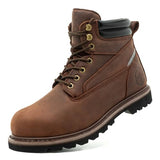 TOUGHSTEPS Steel Toe Work Boots for Men Non Slip Comfortable 6" Leather Rubber Safety Industrial & Construction Workboots 11.5 Brown