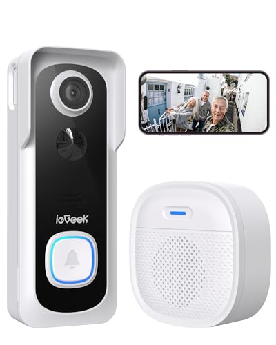 Doorbell Camera Wireless No Subscription - Wireless Video Doorbell with Chime, Doorbell with Camera 1080P FHD, Voice Changer, 2-Way Audio ieGeek