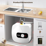 CAMPLUX Electric Mini-Tank Water Heater 8 Gallon (ME80B) On-demand Endless Water Heater, 120-Volt Corded 1440W, Under Sink, Wall or Floor Mounted