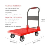 Heavy-Duty Folding Flatbed Trolley - Portable Steel Dolly Cart on Wheels