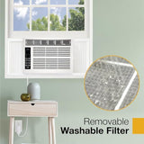 Whirlpool 8,000 BTU Window Air Conditioner with Dehumidifier, 115V, Window AC for Rooms up to 350 Sq. Ft., Living Room, Bedroom, or Apartment, with 3 Speeds, Remote Control, and 24H Timer, White