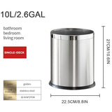 LEASYLIFE 2.6Gallon/10L，Stainless Steel Bathroom Trash Can,Chrome Trash Can