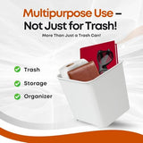 HAUSSIMPLE Small White Car Trash Can with Floor Mat Clip + 3 Dispenser Boxes of Leakproof Trash Bags