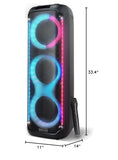 Dolphin KaraokeBox 380: Triple 8" Bluetooth Party Speaker – Powerful Sound System, Long-Lasting Rechargeable Battery, LED Lights, 35-Inch Tall, Portable Design, AUX/USB/TF/Bluetooth Connectivity