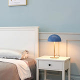 Globe Electric 52942 15" Blue Desk Lamp with Brass Accents, in-Line On/Off Rocker Switch, Ideal for Bedroom, Office Decor