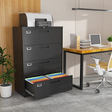 4 Drawer Filing Cabinet with Lock Metal Lateral File Cabinet Office Home Steel Lateral File Cabinet for A4 Legal/Letter