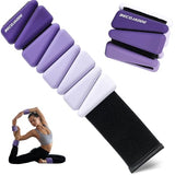 BECOJADDE Ankle Weights for Women Wrist Weights Set of 2 (1 lb Each) Adjustable Arm Leg Weight for Womens Men, Gradient Purple