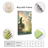 Aosarocc Fairy Reading on Old Books Wall Art, Enchanted Dandelion Fantasy Poster, Magical Woodland Girl Canvas Print for Living Room Decor 20x30inch(50x75cm) Frame-style