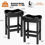 SANUMY Bar Stools Set of 2, 24 Inch Counter Height BarStools for Kitchen Island, Faux Leather Thick Saddle Seat (Black,24 inch)