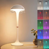 DEXULESA Touch Control Table Lamp with 3 Color Temperatures & 8 RGB Colors, Stepless Dimming & Timer, Rechargeable Table Lamp (White)