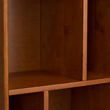 SIMPLIHOME Draper 64" Tall Solid Wood 5-Shelf Bookcase in Teak Brown