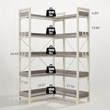 GTPLAYER 5-Tier Corner Bookshelf, L-Shaped Metal Frame Shelf with Tall 14" Shelves, Plant Stand and Storage Rack for Small Spaces, Living Room and Home Office, Grey