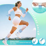 BECOJADDE Wrist Weights Ankle Weights for Women 1 Pair (1.1 lb Each) Silicone Magnetic Leg Arm Weighted Bracelet for Home Yoga Pilates, Blue Cream
