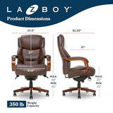 La-Z-Boy Delano Big & Tall Executive Office Chair, Ergonomic Mid-Back Body Pillow Lumbar Support, Chestnut Brown