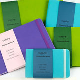 CuppaClip Watercolor Paper Cotton Cold Press with Inner Pocket Watercolor Sketchbook Journal As Travel Notebook 300 GSM 140 LB (Blue-Cold Press, 8.26x5.82in)