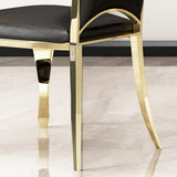 HomVent 68''Gold Faux Marble Dining Table Set with 6 Leather Chair