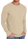 Askdeer Men's Waffle Long Sleeve T-Shirt Casual Lightweight Pullover Tees