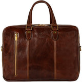Time Resistance Leather Laptop Briefcase - Full Grain Leather Computer Bag for Men