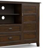 SIMPLIHOME Burlington 54" Wide Solid Wood TV Stand in Mahogany Brown