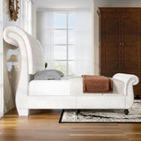 Jocisland Queen Size Bed Frame with Sleigh Headboard & Footboard, White