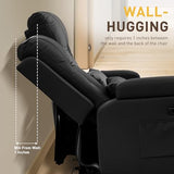 URRED Wall Hugger Power Reclining Loveseat Sofa，Black：77.3" - 3 Seats