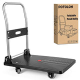 Foldable Platform Cart, 220 lbs Capacity Push Cart Dolly with 3-Inch PU Wheels
