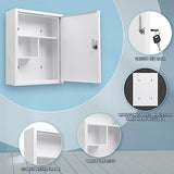 Wall Mount Locking Medicine Cabinet, Large Capacity First Aid Cabinet for Bathroom