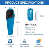 QEZER Ultralight Down Sleeping Bag for Adults 36-61 Degree F with 600 Fill Power, Compact Three Season Sleeping Bag for Backpacking, Hiking and Camping