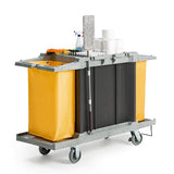 Lodging Hotel Small Three Shelf Commercial Premium Housekeeping Cart With Hanging Bags