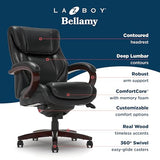 La-Z-Boy® Bellamy Executive Office Chair with Memory Foam Cushions, Real Wood Arms and Swivel Base, Black
