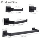 Bathroom Accessories Sets 4pcs Wall Mount Towel Bar Robe Hooks Toilet Paper Roll Holder PIZZZENO