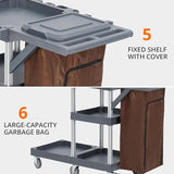 3 - Shelf Heavy - Duty Commercial Janitorial Cart with Wheels - 16 - Gallon Trash Bag Included, 220 Lbs Capacity