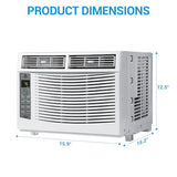 Towallmark Window Air Conditioner 6000 BTU - Cools Areas Up to 250 Sq. Ft., with Dehumidifier, Fan, ECO Mode, Auto-Restart & 3 Speeds for Home