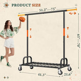 Raybee Heavy Duty Clothes Rack, Clothing Racks for Hanging Heavy Clothes 200+, Rolling Clothing Rack Load 530 LBS, Extendable & Adjustable with Wheels, Black